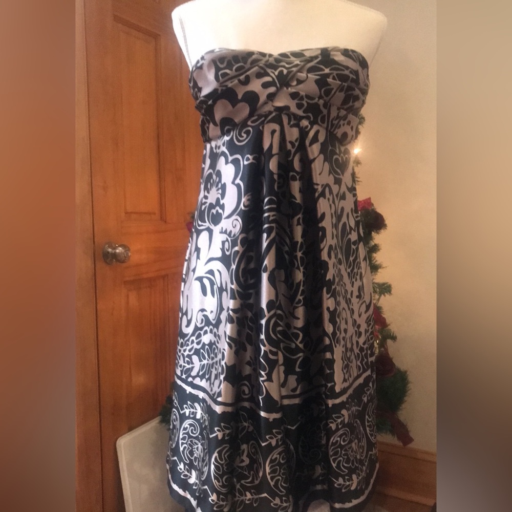 Black and Cream Strapless Cocktail Dress Sz 6